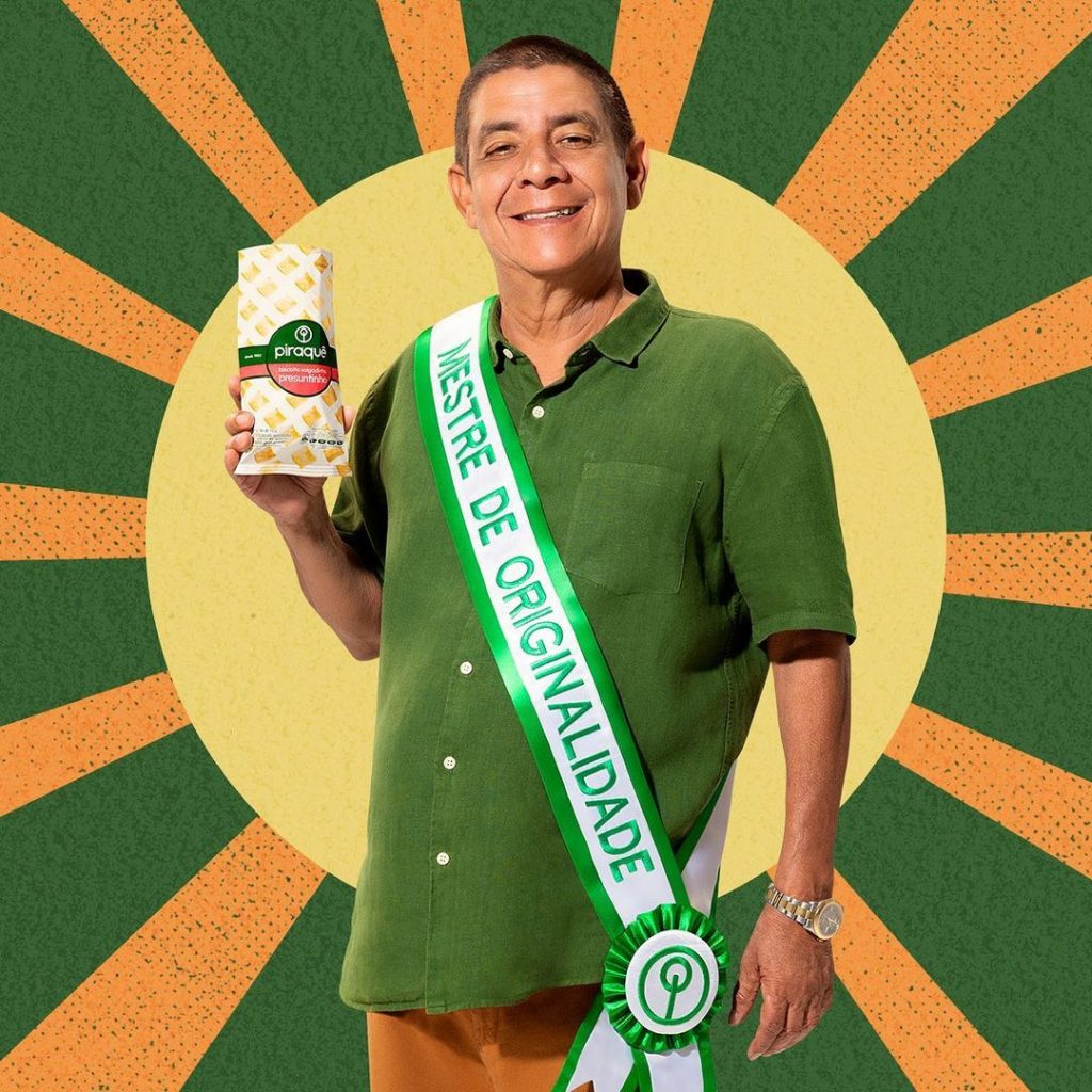 Zeca Pagodinho: embaixador da marca e mestre da originalidade Piraquê. Imagem: Piraquê/Divulgação do site oficial.