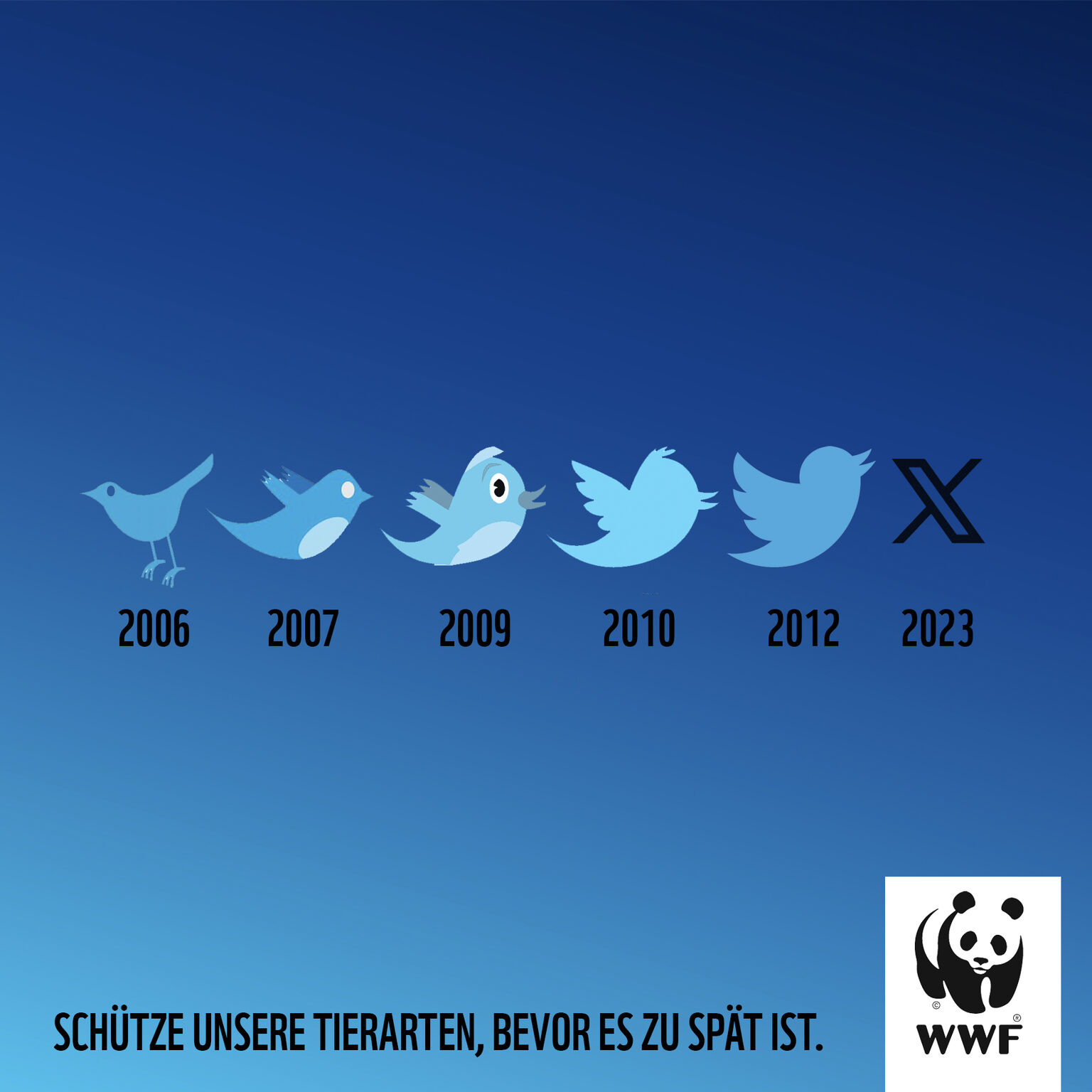 Ação da WWF usa extinção do pássaro azul do Twitter