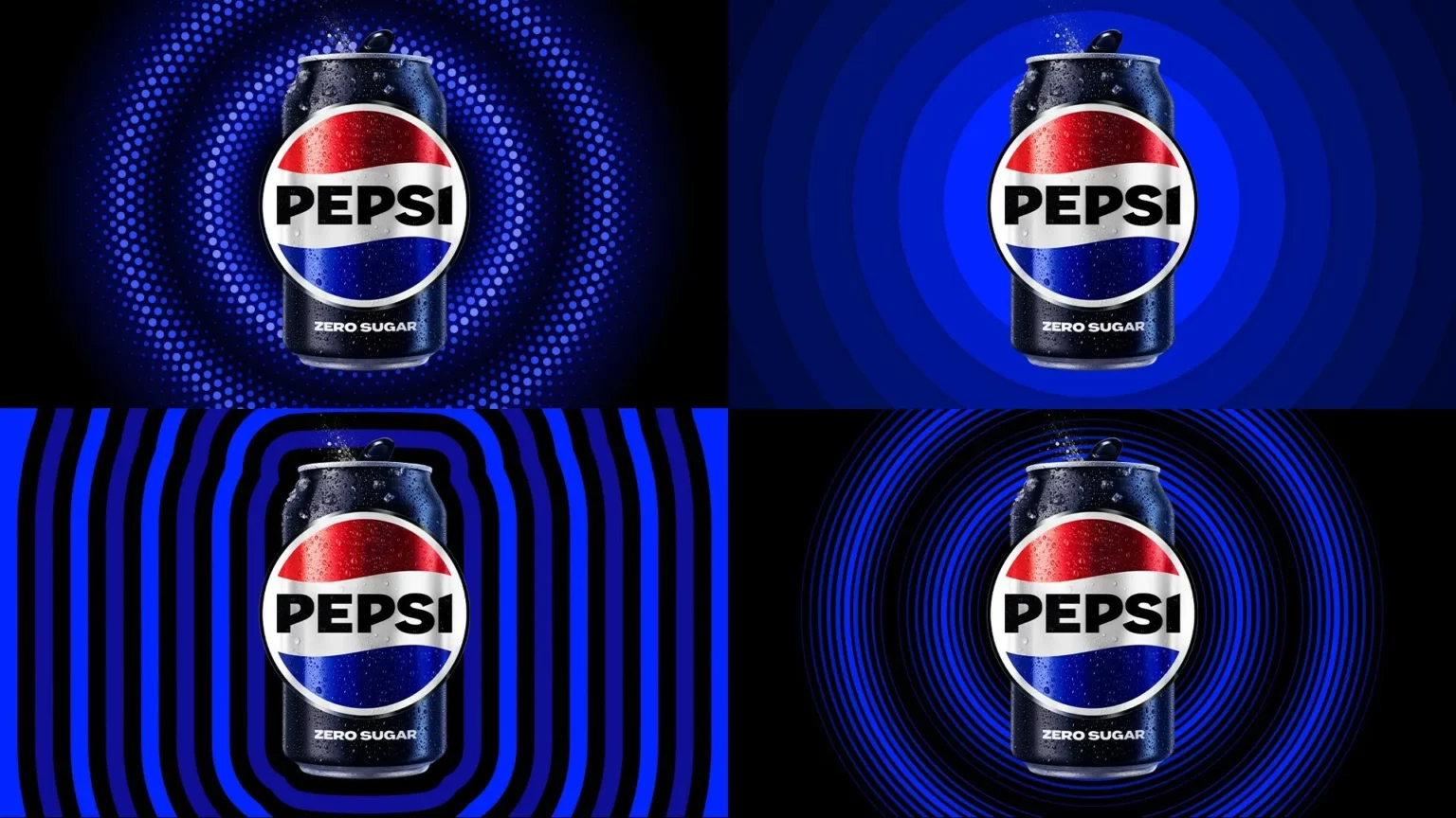 Rebranding Pepsi 2024. Em busca de mais movimento, contraste e vibração. Imagem: Divulgação da marca Pepsi.